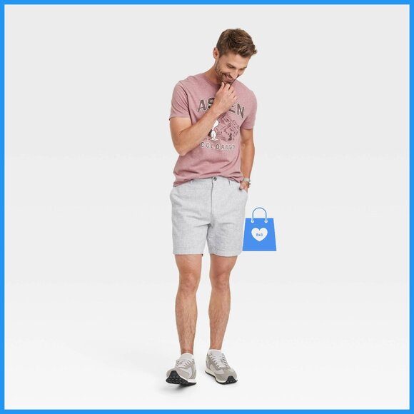 Size 30 - Mens Every Wear 7in Flat Front Chino Shorts - Goodfellow Co - Gray - Picture 2 of 5